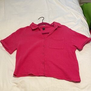 SHEIN Fuchsia Button-Down Shirt